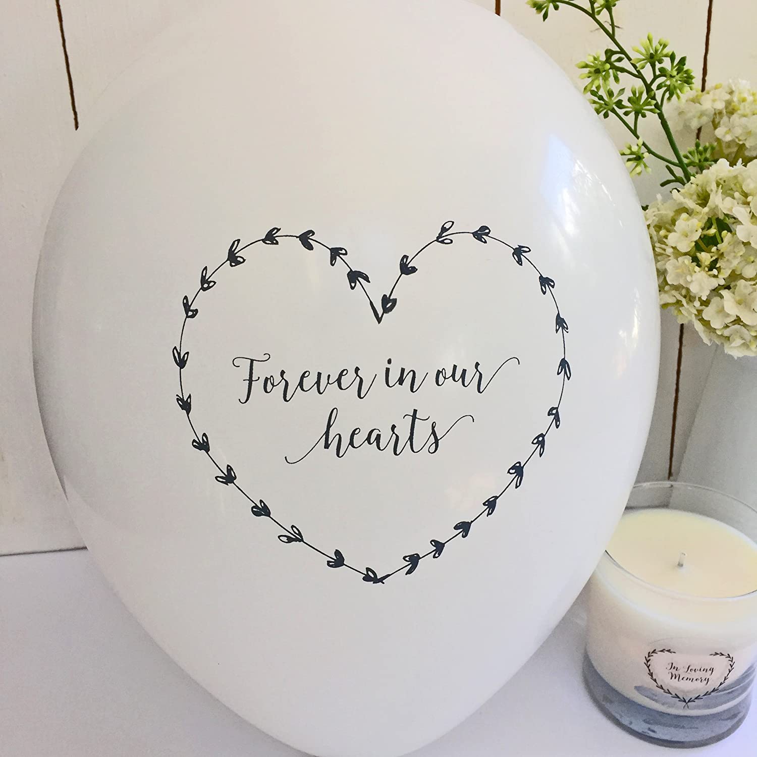 ANGEL & DOVE 25 White Funeral Balloons 'Forever In Our Hearts' - Biodegradable, for Memorial Remembrance, Celebration of Life - Image 4