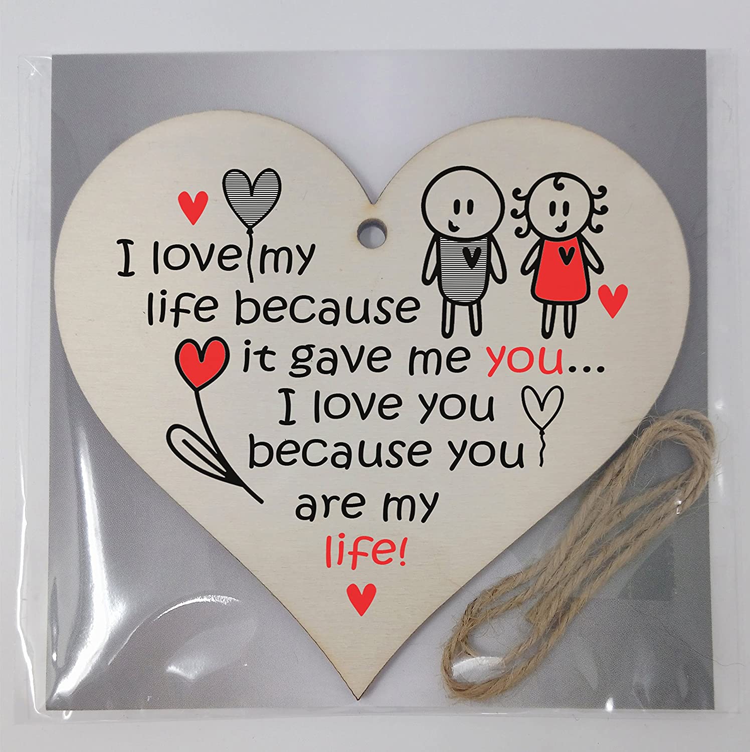 Handmade Wooden Hanging Heart Plaque Gift perfect for your Boyfriend or Girlfriend Romantic Keepsake, Transparent - Image 4
