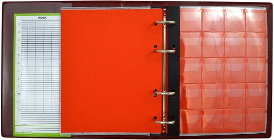 Collector Coin Album for 280 MEDIUM sizes coins 50p 50 pence £1 £2 €1 €2 - 10 pages and red dividers - RED - Image 4