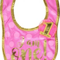 amscan 430584 Birthday I Am One 1 Pc, Bib Fabric 1st Birtday Pink