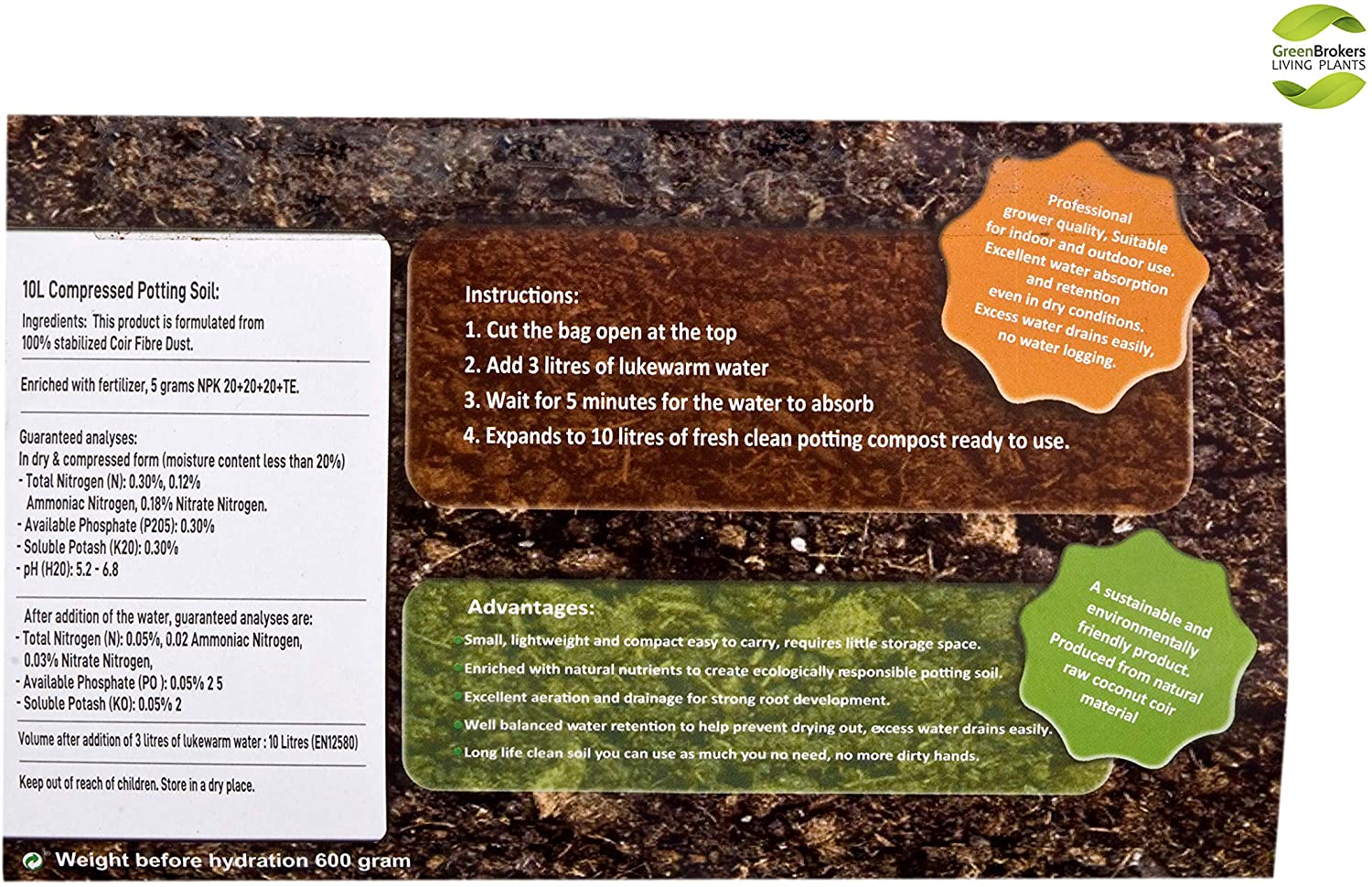 GreenBrokers C1001 Organic All Purpose Potting Compost Enriched with Nutrients - Expands to 10Ltrs, 10 Ltr - Image 4