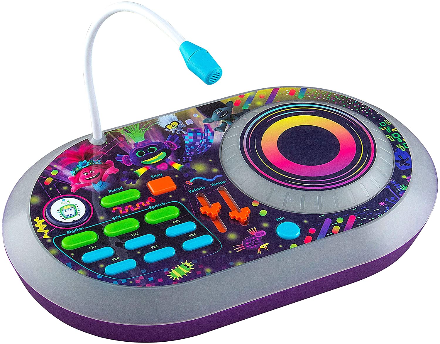 eKids Trolls World Tour DJ Trollex Party Mixer Turntable Toy for Kids