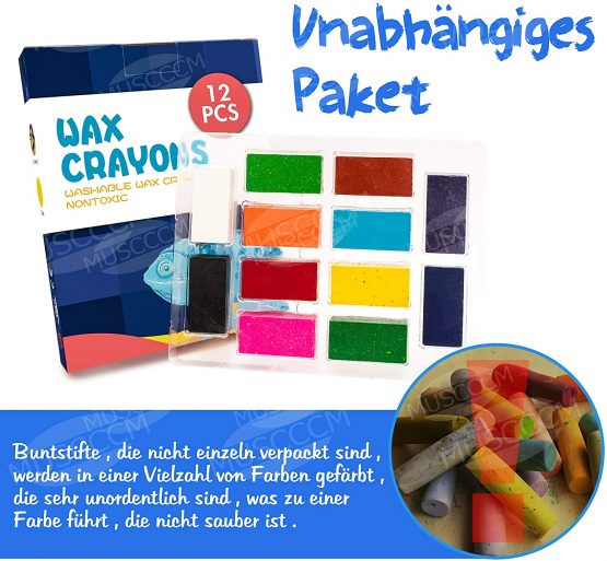 MUSCCCM 12 Colors Toddler Crayons, Washable Crayons and Safe Block Crayons for 2 Year Old Children, Kids, Students - Image 3