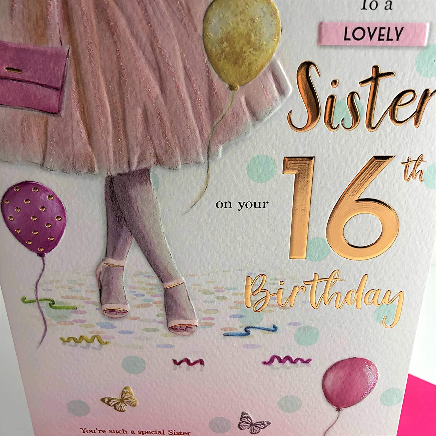 For A Special Sister on Your 16th Birthday Card, Red, 23cm x 15.5cm - Image 2