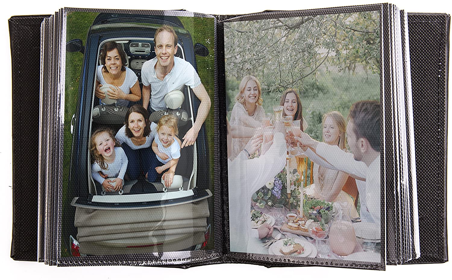 Kenro Black Leather Look Small Photo Album for 80 Photos 6x4 inch/10x15cm with Photo Window to Front and White Stitching - Image 3