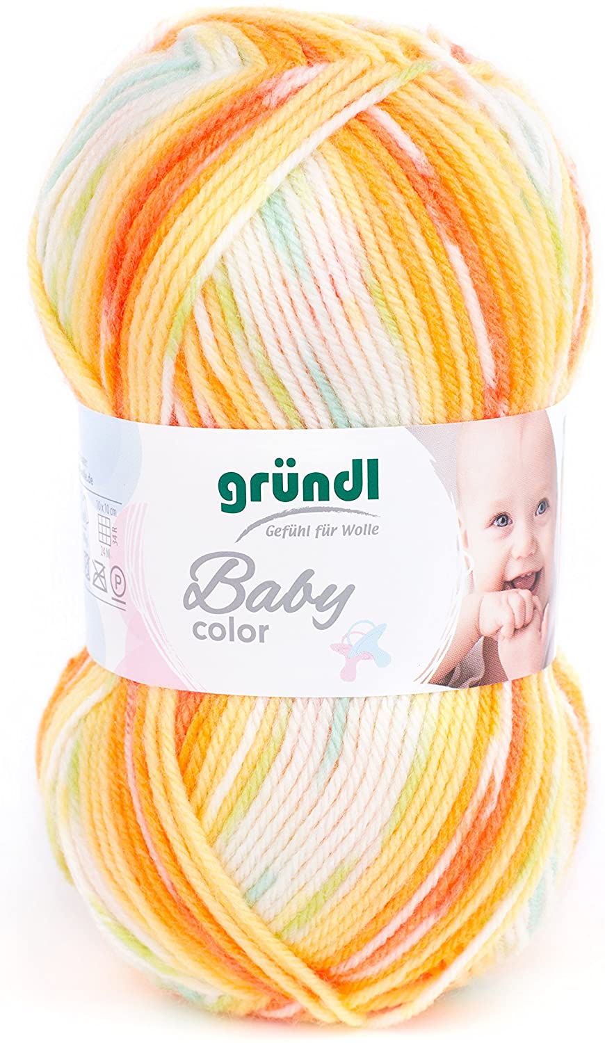 Gründl 3457 Baby Color Wool, 70% polyester 30% Cotton, Multi-coloured, 35 x 32 x 8 cm Orange (Pack of 10) - Image 3