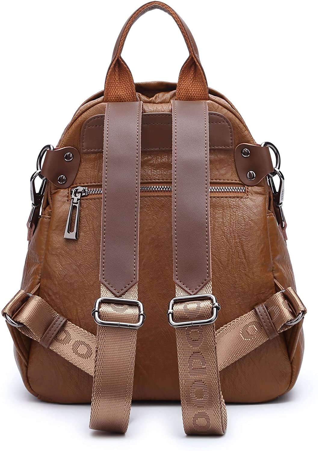 DEERWORD Women's Backpack Handbags Ladies Rucksack Shoulder Bags PU Leather Mini Anti-theft Dayback Brown - Image 3