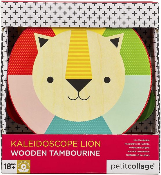 Petit Collage PTC342 Kaleidoscope Lion Wooden Tambourine, Multi - Image 2