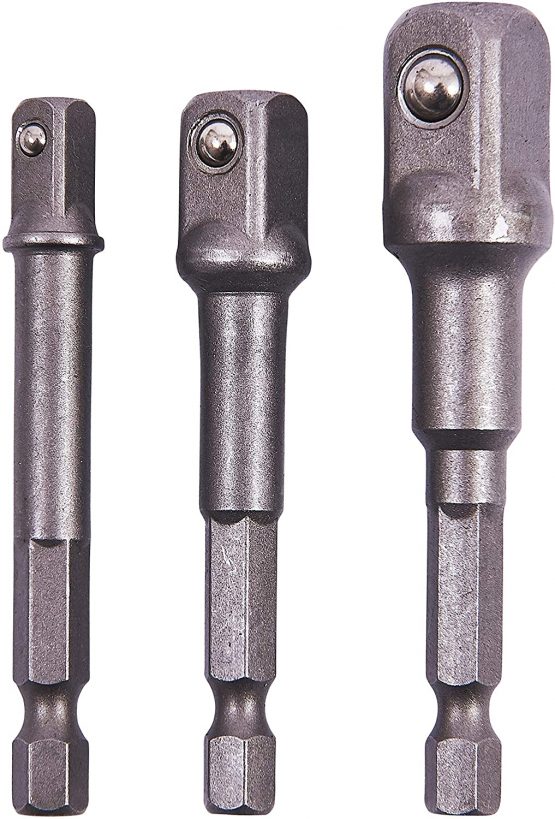 Amtech I5700 Socket Driver Set, Hex Extension Adapter, 3 Piece 1/4", 3/8" and 1/2", for Impact Driver