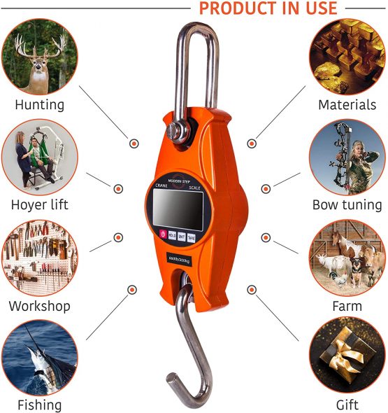 Hanging Scale 660Lb 300Kg for Farm, Hunting, Bow Draw Weight, Big Fish & Hoyer Lift with Accurate Sensor (Aluminum Heavy Duty Case, Digital) - Image 2