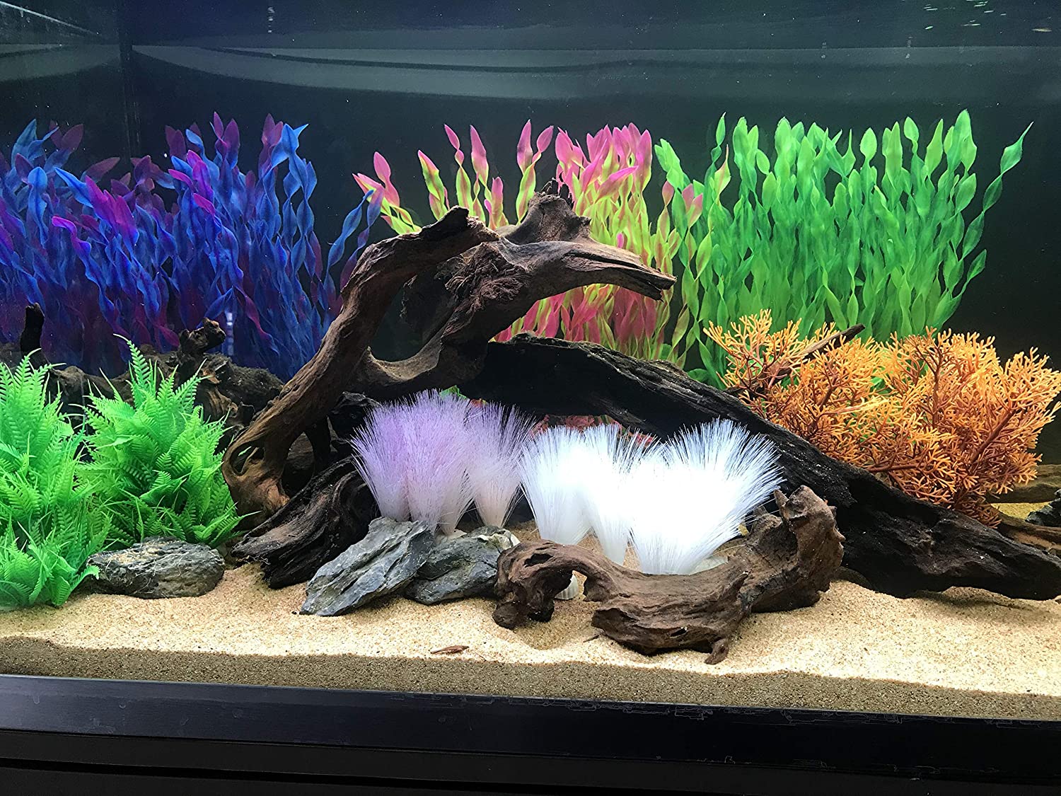 BEGONDIS 2 Pcs Artificial Water Plants, Fish Tank Aquarium