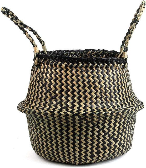 BlueMake Woven Seagrass Belly Basket for Storage Plant Pot Basket and Laundry, Picnic and Grocery Basket (Medium, Original)