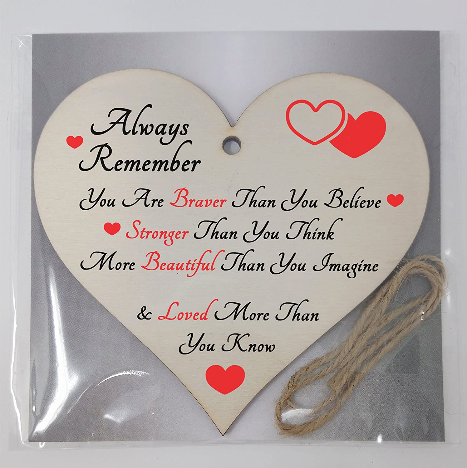 Wooden Hanging Heart with Inspirational Quote - Rustic Decorative Plaque for Wall or Door - Motivational Gift for Women Friends, Teens - Image 4