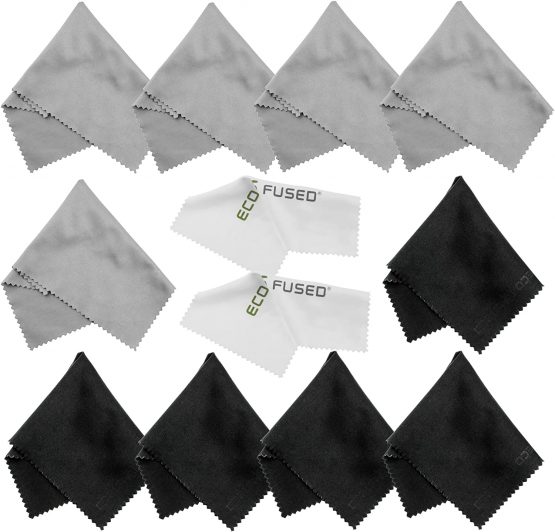 ECO-FUSED Microfiber Cleaning Cloths - 12 Pack - For Cleaning Glasses, Spectacles, Camera Lenses, iPad, Tablets, Phones, iPhone, Android Phones, Laptops, LCD Screens and Other Delicate Surfaces