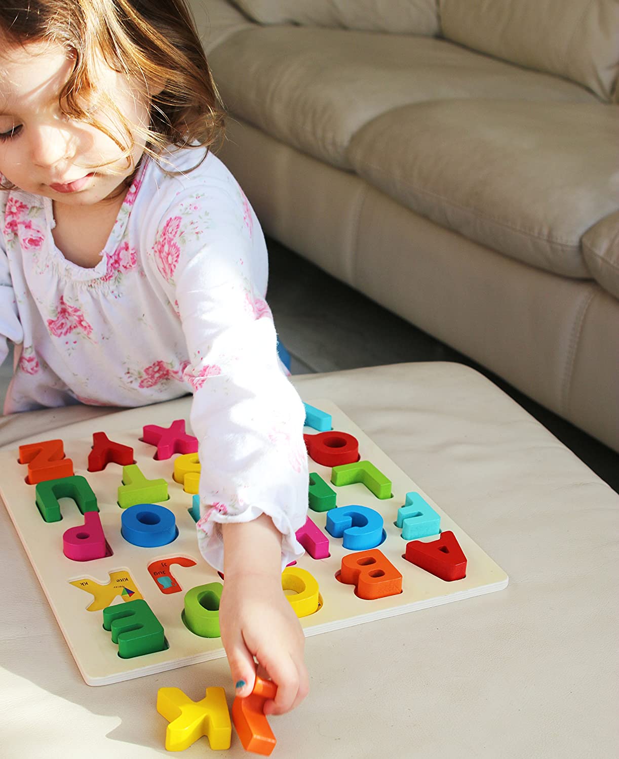 TOWO Wooden Alphabet Puzzle for Toddlers- Chunky Size Peg Puzzle - Image 4