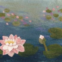 Artfelt Water Lily picture felt kit- a carefully designed felting kit to make a Water Lily picture inspired by Monet with online tutorial.