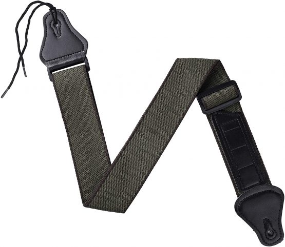 Guitar Strap Adjustable Guitar Shoulder Strap Soft Cotton and PU Leather Ends Guitar Straps with 3 Guitar Pick Holders for Bass Electric & Acoustic Guitars (Green)