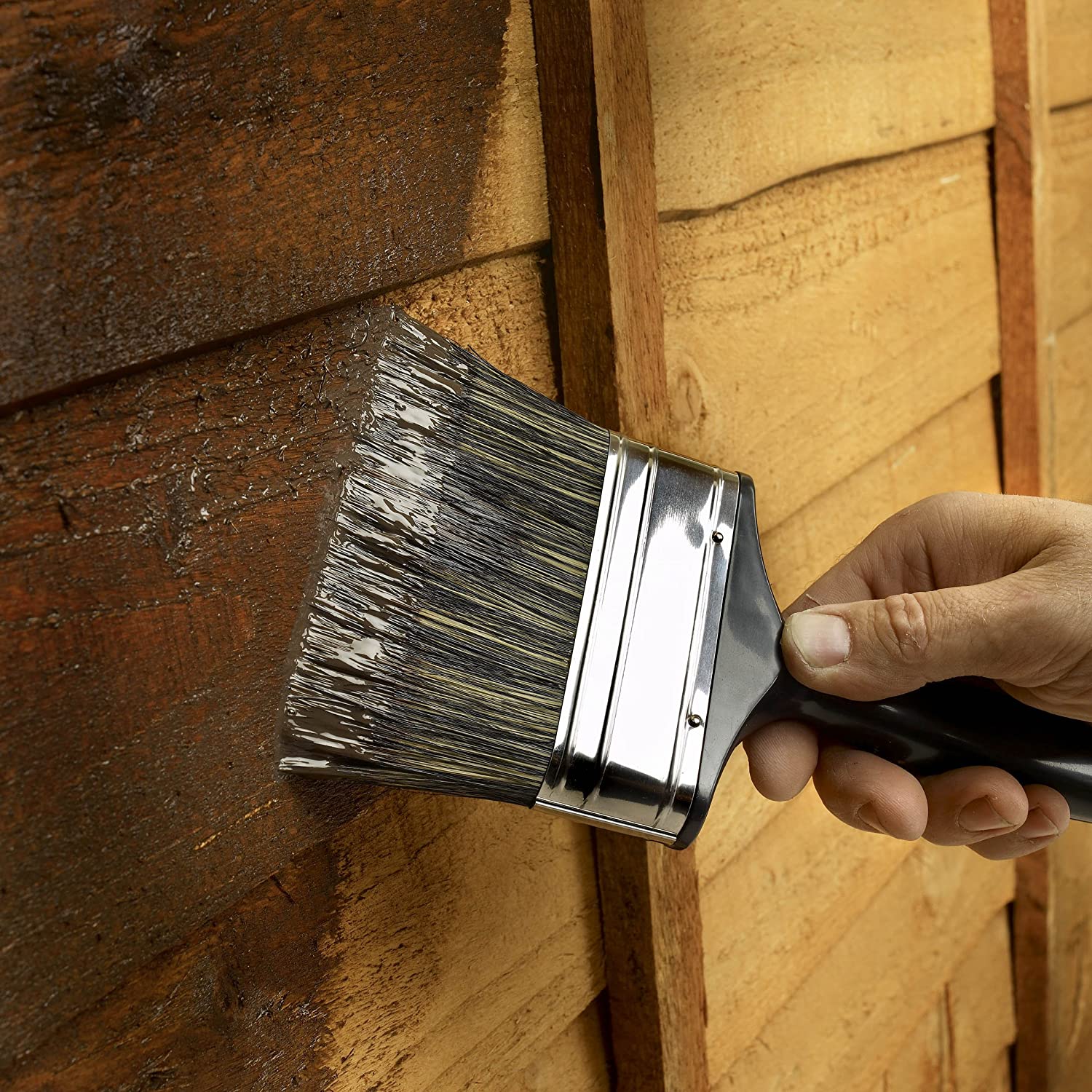 Shed and Fence Brush, Black, 4 Inch/ 100mm - Image 3