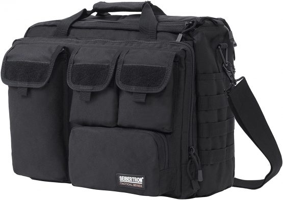 Seibertron Pro- Multifunction Mens Military Tactical Outdoor Shoulder Messenger Laptop Bag Handbags Briefcase Satchel Crossbody Sling Case Large Enough For 17.3" 17.3-Inch 2 Years Warranty Black