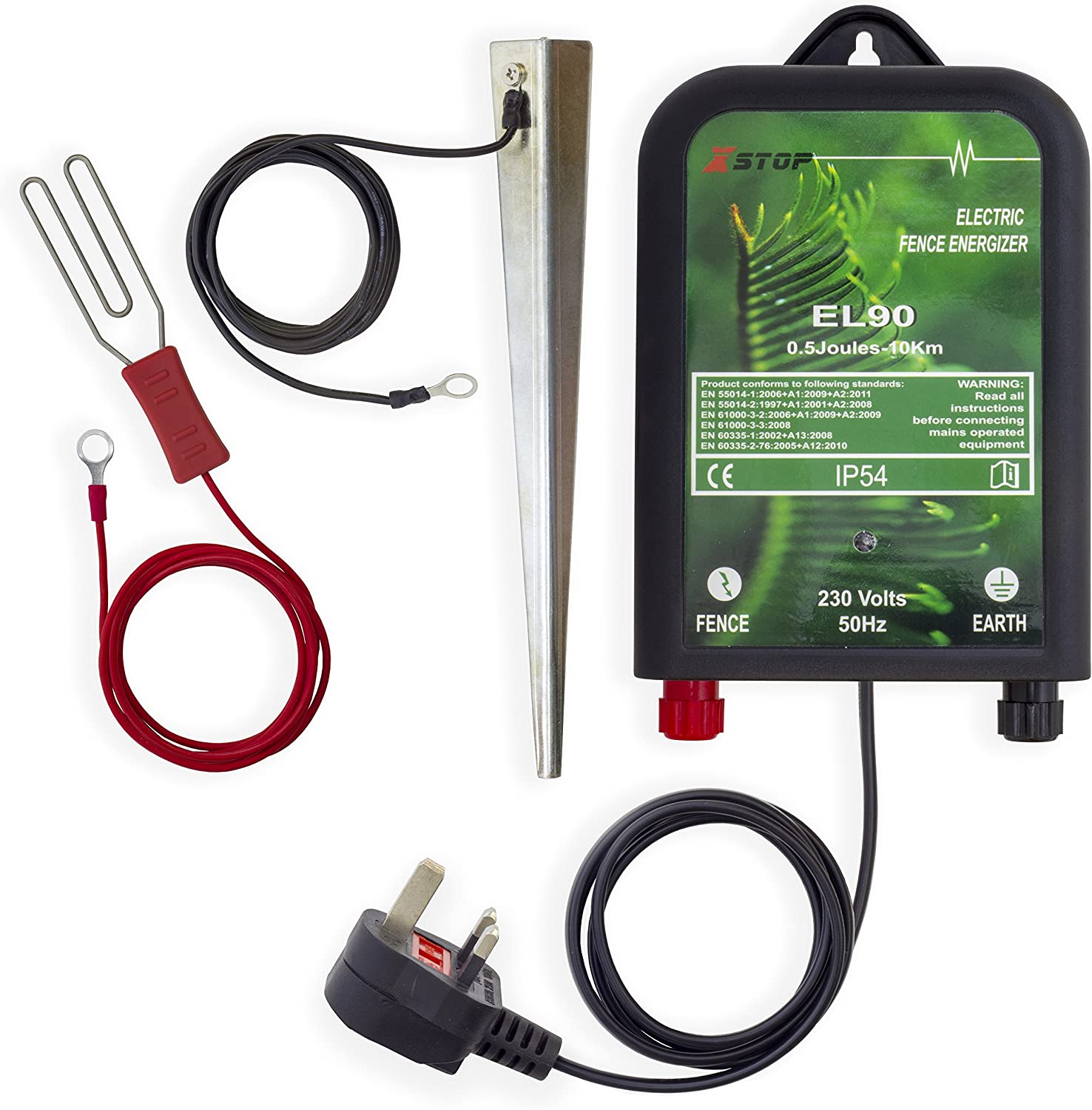 XSTOP 230v Mains Powered Electric Fence Energiser EL90 10Km Range, 0.5 Joule Output