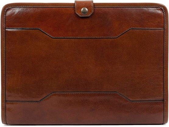 Time Resistance Hand-Crafted Full Grain Leather Documents Holder Leather Organizer Portfolio Laptop Holder (Amber)