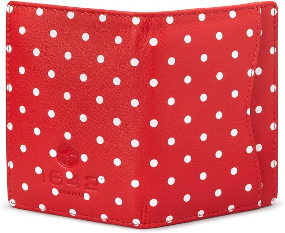 Polka Dot Leather Oyster Card Holder/Travel Pass Holder by 1642 (Red) - Image 4