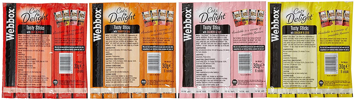 Webbox Cats Delight Tasty Sticks Chews Treats Variety Pack 12 x 6 (72 Sticks), Brown, 5 g (Pack of 72) - Image 2