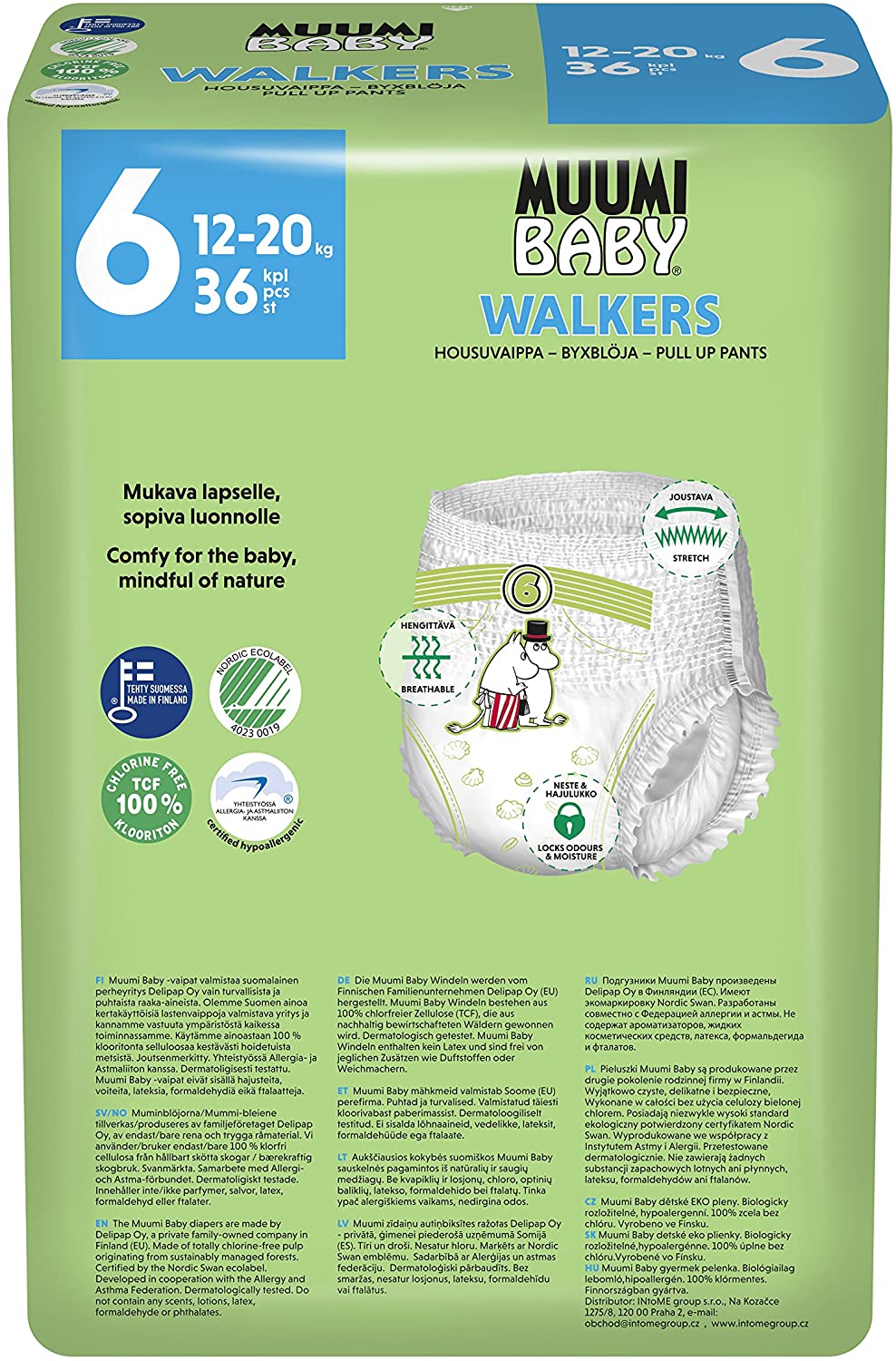Muumi Baby Eco Pull Ups Size 6, 12-20 kg, 36 Sensitive Premium Nappy Pants with Leakage Barrier, White Us, Size 6, 12-20kg, 36pcs - Image 2