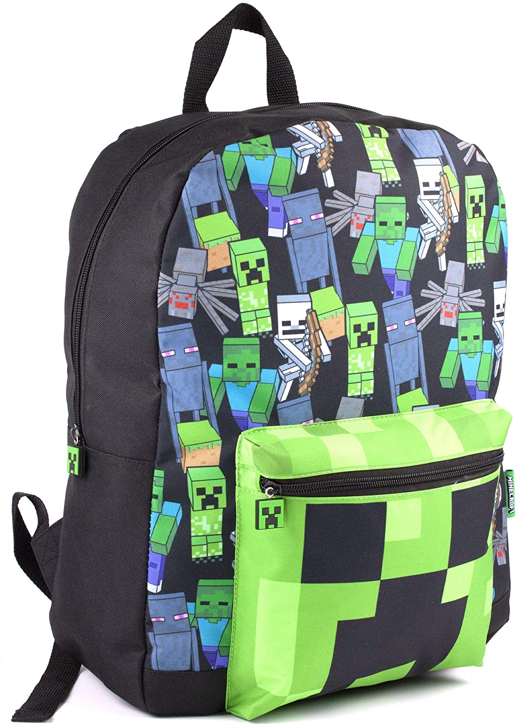 Minecraft Unisex Kids Backpack Set, Aop Black