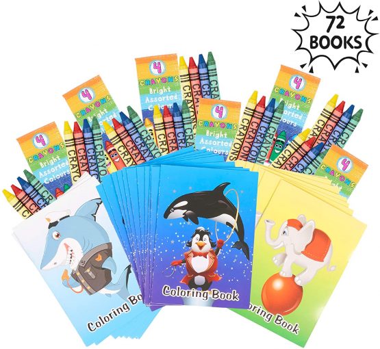 THE TWIDDLERS - 72 Mini Colouring Books & 18 Crayons Sets for Kids