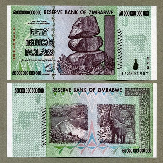 Trillion Dollar Pair Zimbabwe - 50 Trillion and 100 Trillion Dollar Notes - Image 2