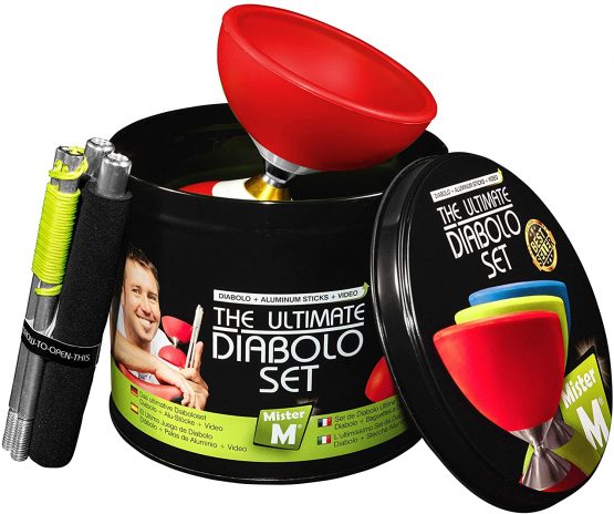 ✓ The Ultimate Bearing Diabolo Set ✓ Triple Bearing Juggling Diabolo ✓ Collapsable Sticks ✓ Online Video ✓ Tin Gift Can - Image 2