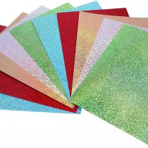 50 Sheets of A4 Holographic Card, 5 Colours per Pack, Assorted Patterns