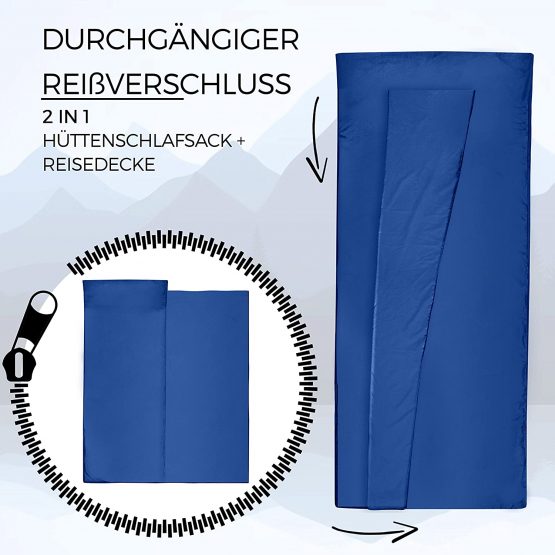 MIQIO 2-in-1 Sleeping Bag Liner and Lightweight XL Size Double Travel Bed Sheet - Image 2