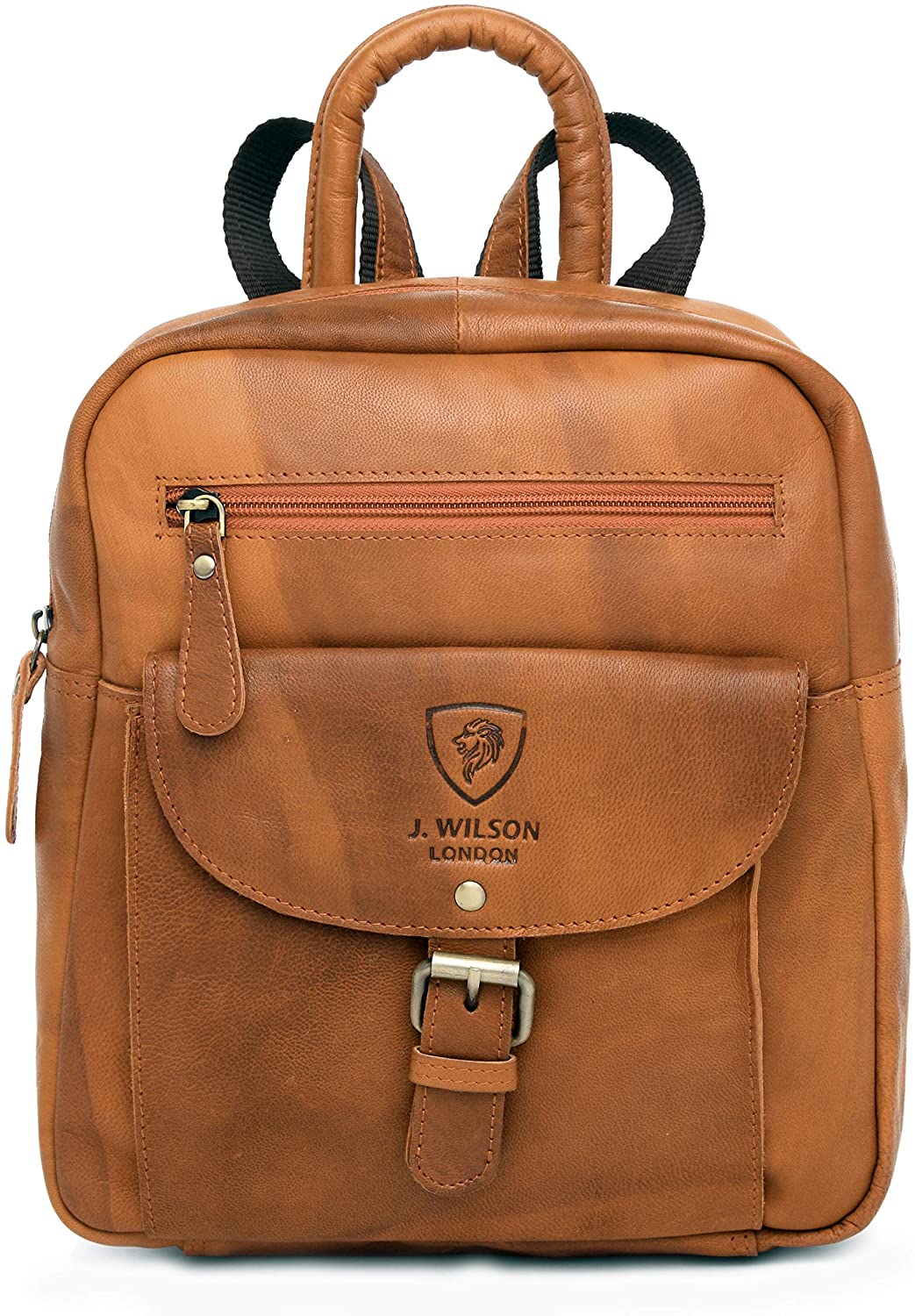 J. Wilson London Ladies Backpack Leather Backpack for Women Girls Schoolbag Casual Daypack School Bag Satchel (Vintage Tan)