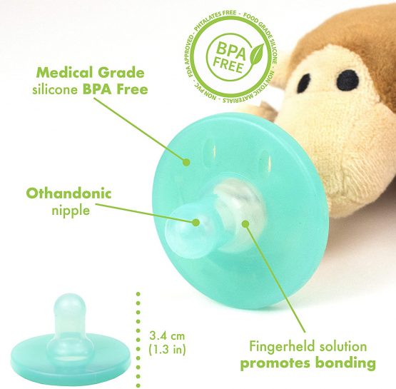 Dog Animal Dummy Pacifier Toy, Stuffed Animal Soft Plush Toy, Dummy Teether, Perfect Infant Teething Toy Silicone Baby Dummy, with 100% Safe FBA Attached Dummy (Dog) - Image 4