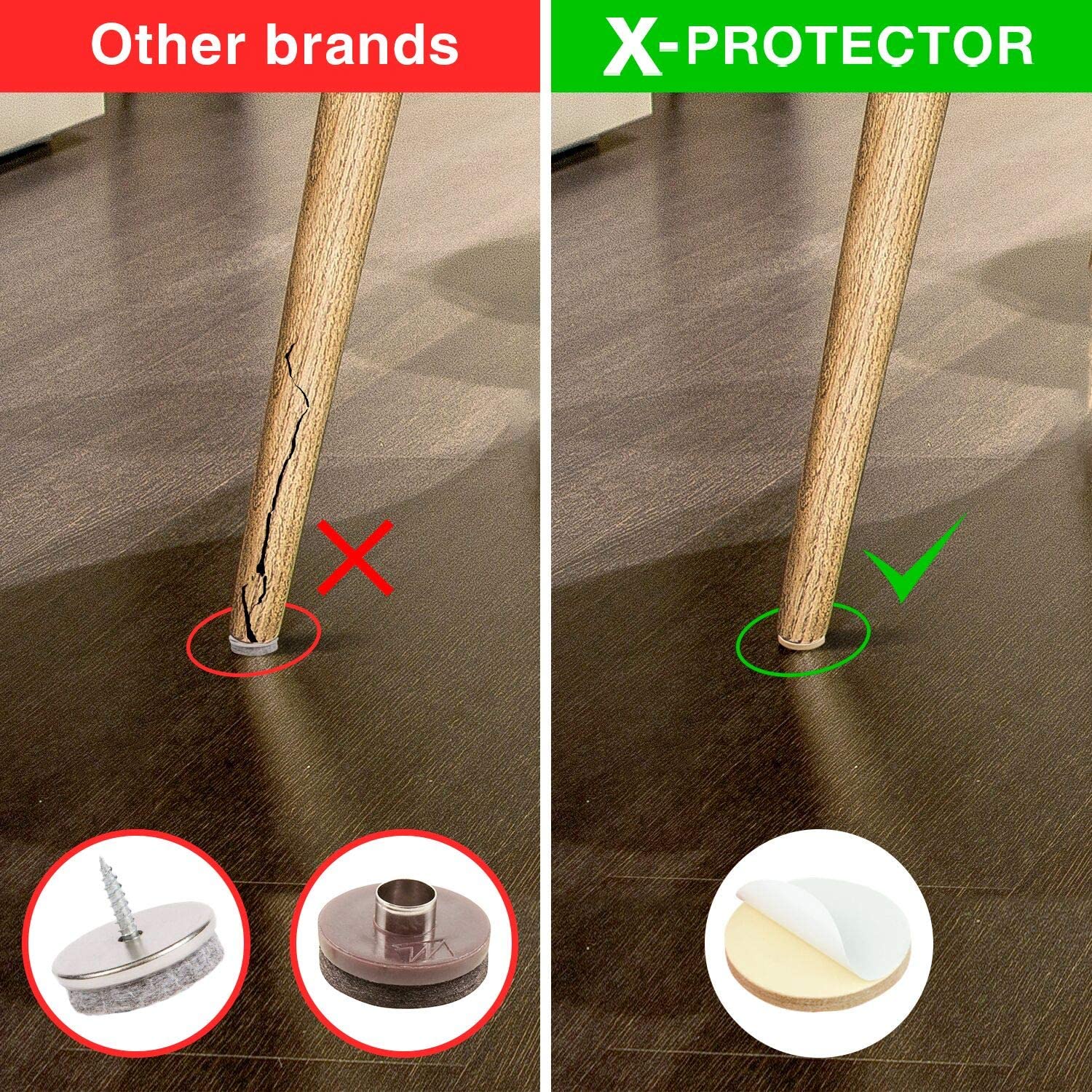 Furniture Pads Floor Protectors X-PROTECTOR 16 PCS 50 MM, Felt Pads for Chair Legs - Image 4