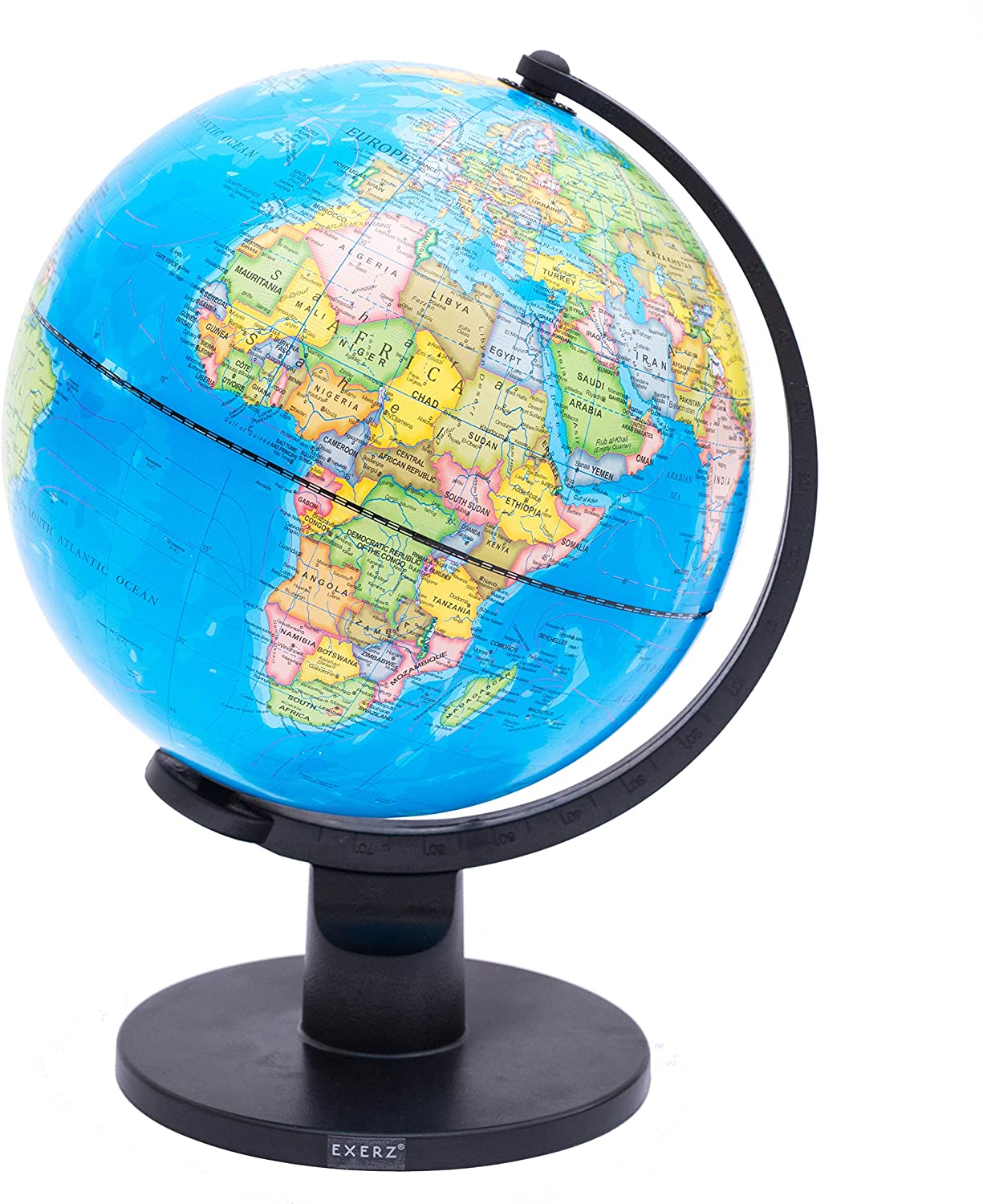 Exerz 25cm World Globe Educational, Political Map Swivel Rotating Desk Earth Globe, Geography Learning Home School Office