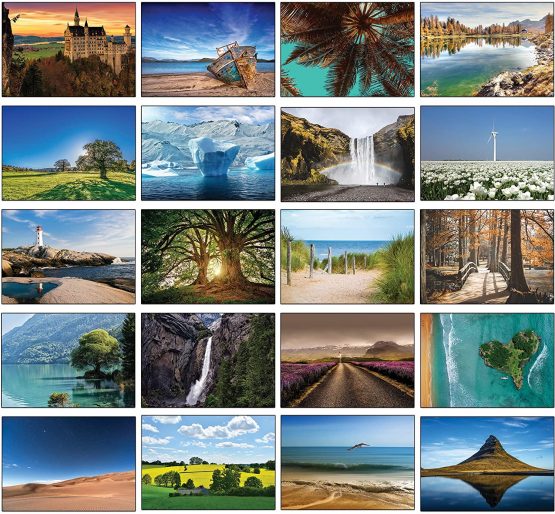 20 Eco-Friendly Blank Landscape Greeting Cards with Recycled Blue Envelopes