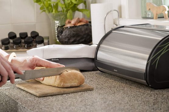 Brabantia Roll Top Bread Bin (Matt Steel Fingerprint Proof) Large Front Opening Flat Top Bread Box, Fits 2 Loaves - Image 2