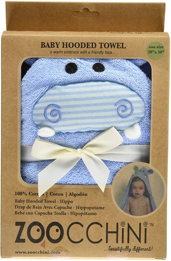 Zoocchini 100 Percent Cotton Baby Hooded Towel, Henry the Hippo - Image 3
