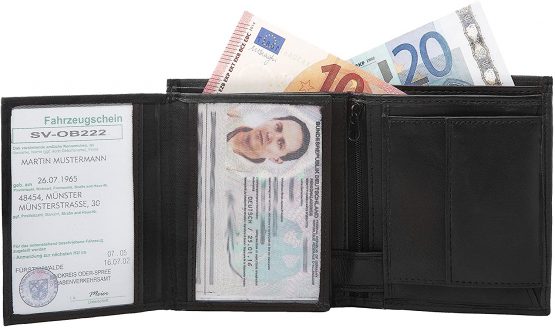 Black Wallet Out of Real Leather in Upright Format from The -WSH91- Series - Image 4