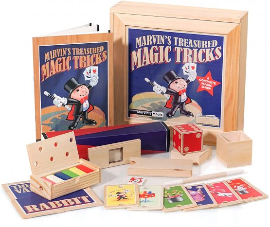 Marvin's Magic - Treasured Tricks Wooden Magic Tricks Set For Kids | Includes Escaping Coloured Blocks, Vanishing Rabbit Illusion, Amazing Rising Cards + More