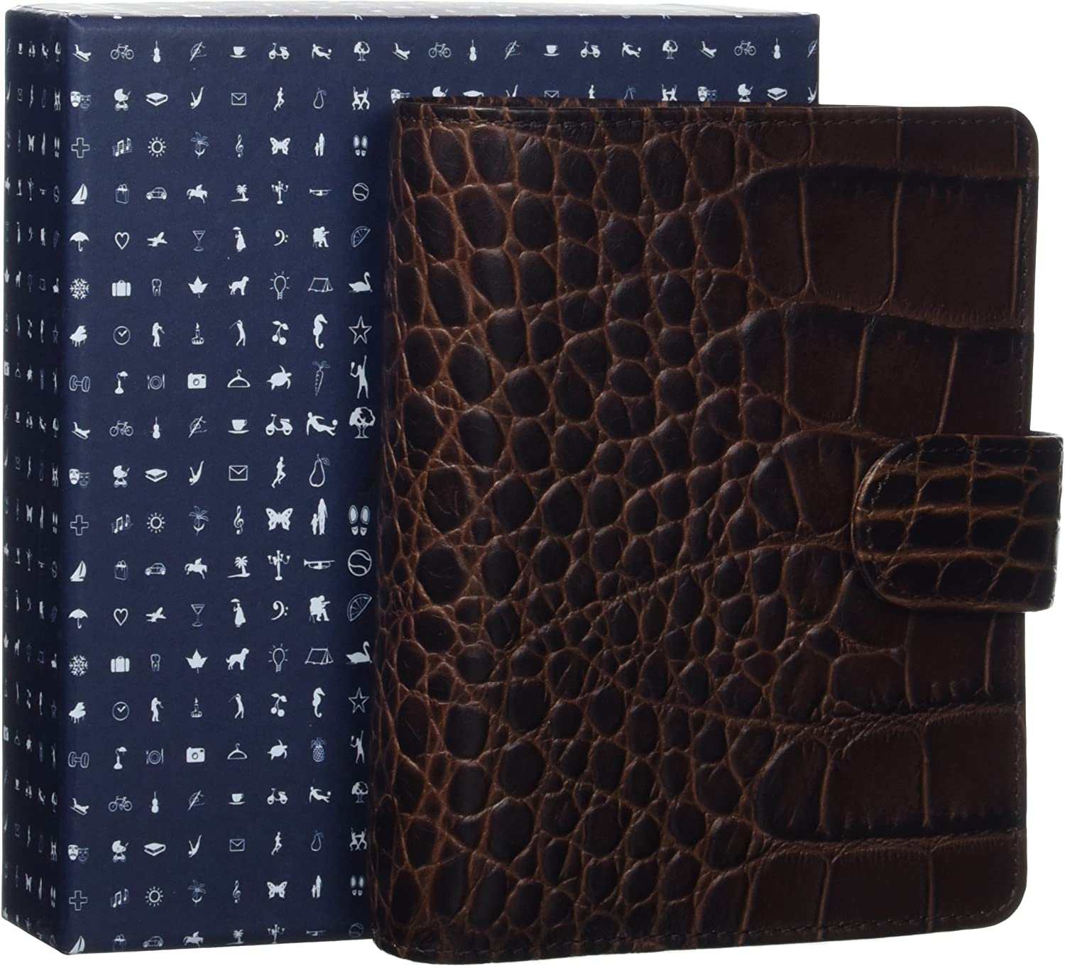 Filofax Pocket Classic Croc Organiser - Chestnut, nut brown, 81mm x 120mm