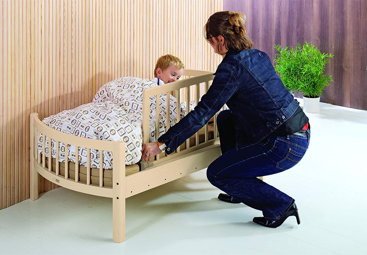 BabyDan Wooden Bed Guard (White) BigaMart