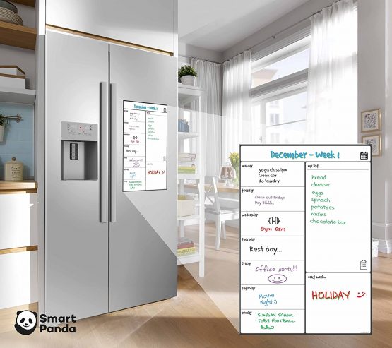 Magnetic White Board Fridge Calendar by Smart Panda - Useful Menu Planner, Memo Or Weekly Shopping List for Adults and Children - Easy to Write and Wipe Notice Board - Weekly - Image 4