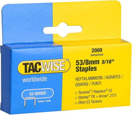 Tacwise Heavy Duty 53 Series 8mm Staples for Staple Gun (2000)