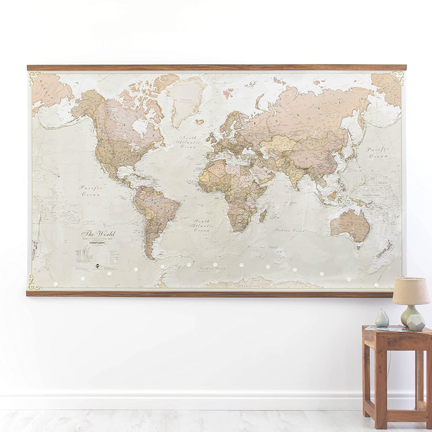 Giant World Map - Antique World Map Poster - Laminated - 201 x 116, Multi-coloured, antique look, 201x116 cm - Image 2
