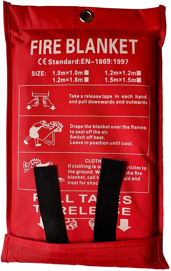 Toneeko Fiberglass Fire Blanket for Emergency Surival, Flame Retardant Protection and Heat Insulation, Designed for Kitchen,Fireplace,Grill,Car,Camping(White(1.0 * 1.0m))