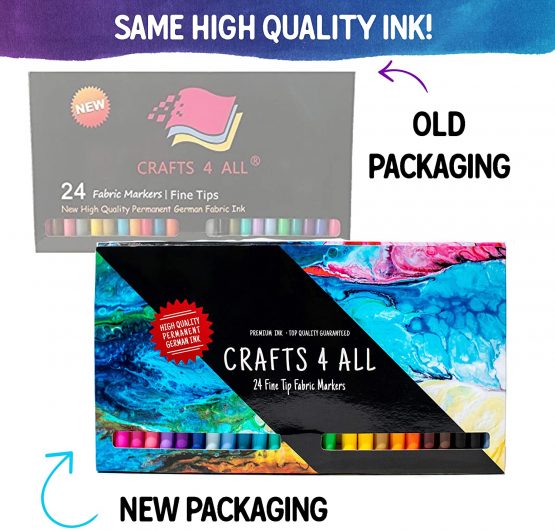 Fabric Markers Permanent Art Markers 24 SET Premium Quality Fine Tip MINIMAL BLEED fabric pens By Crafts 4 ALL d safe & non-toxic. - Image 2